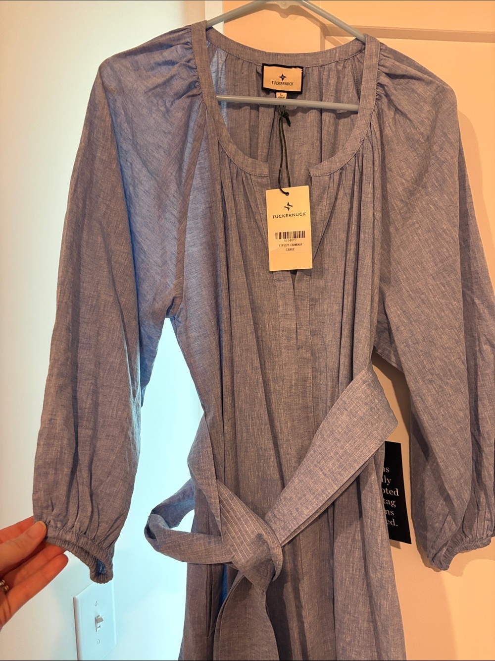 Tuckernuck Chambray Tiered Belted Maxi Dress - Picture 3 of 4